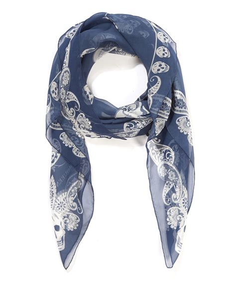 navy blue alexander mcqueen scarves